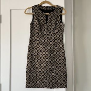Nanette Lepore, black and gold shift dress, size 0